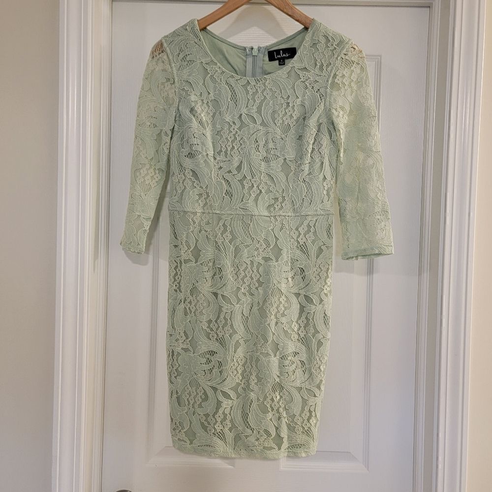 Lulus | Bodycon Dress | Lace | Mint Green | Small - Picture 3 of 7
